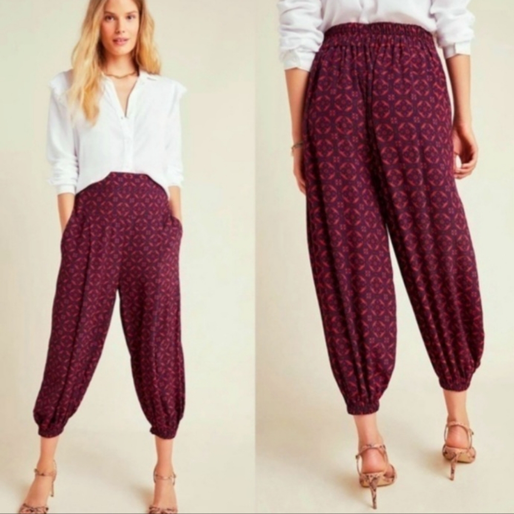 Anthropologie Harem Ankle Pants Red and Navy Blue Women's Sz Small